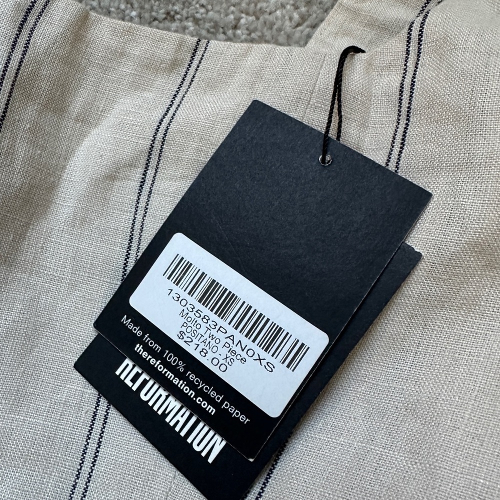 Reformation Linen Molto Two Piece Size XS NWT Positano - Picture 11 of 13